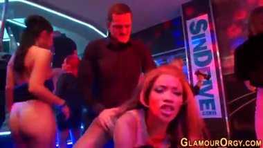 Glam party babe gets cum